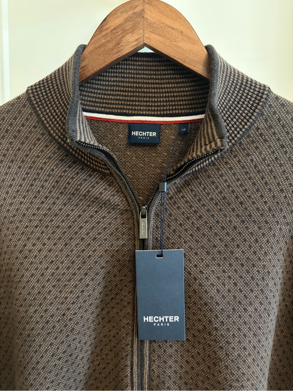 Daniel Hechter Paris Zip-Front Men's Brown Sweater